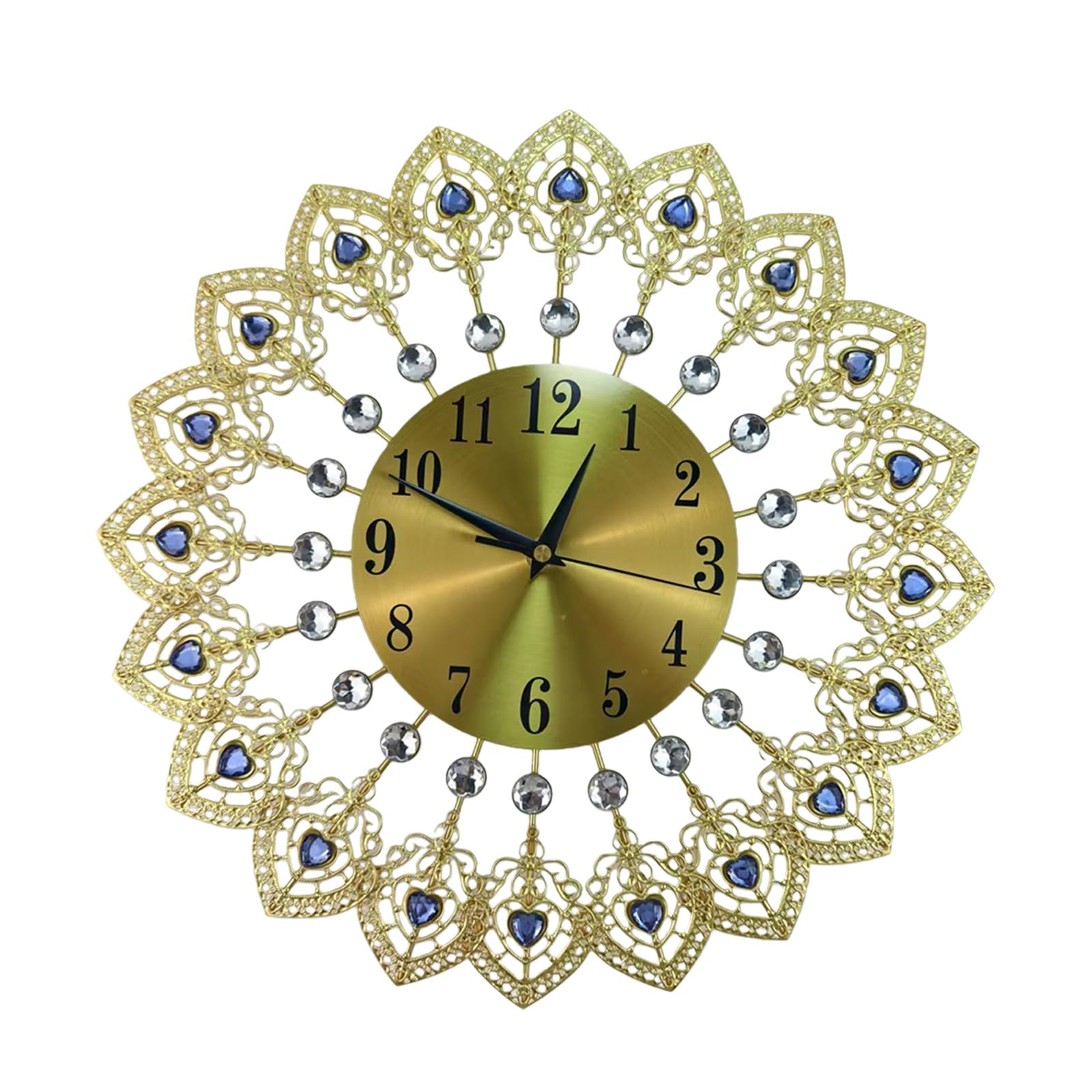 Horloge murale européenne grand format en métal avec affichage arabe