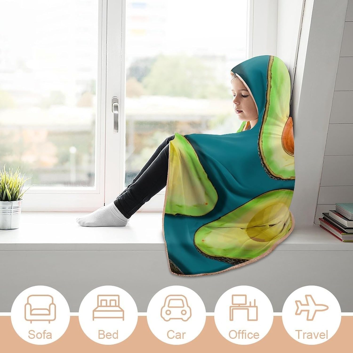 Fresh Tropical Fruit Wearable Hooded Blanket, Ultra Soft Arctic Velvet Cape Cloak Unisex - Cozy Wearable Blanket