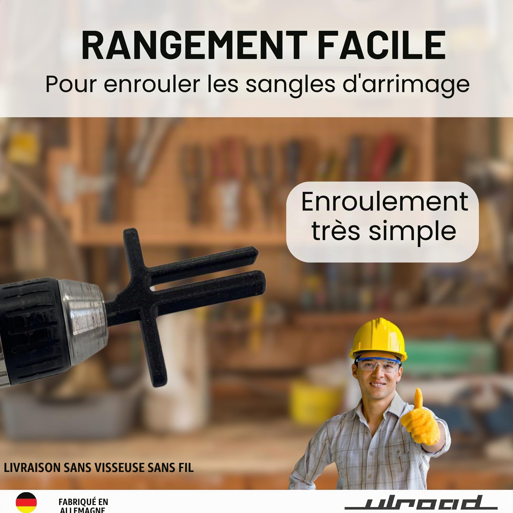 Enrouleur de sangle d'arrimage pour visseuse sans fil - Outil pour sangle d'arrimage - Enrouleur de sangle à cliquet