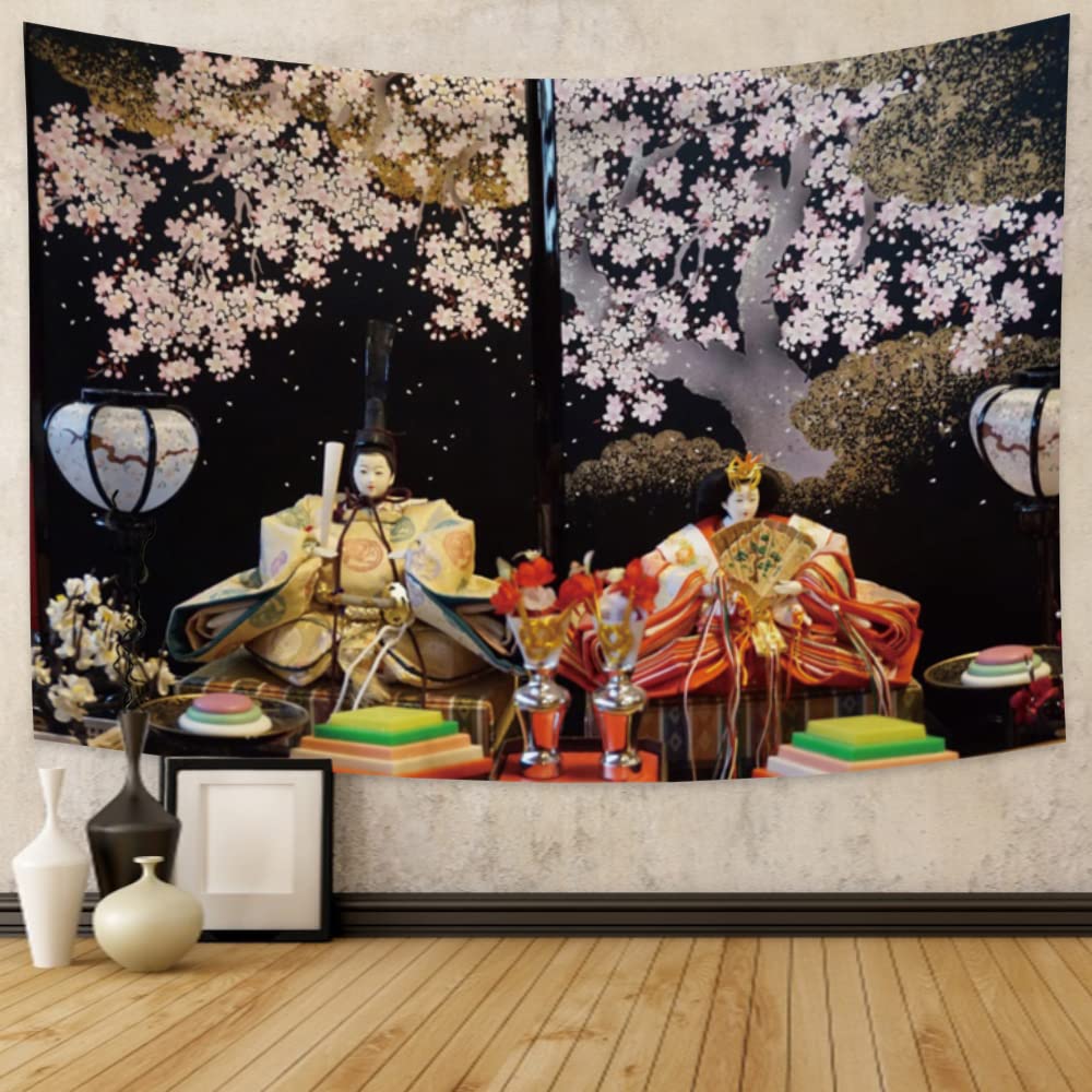 Amazon.co.jp: Qinunipoto タペストリー 雛人形 桜の花 お雛様 雛祭り