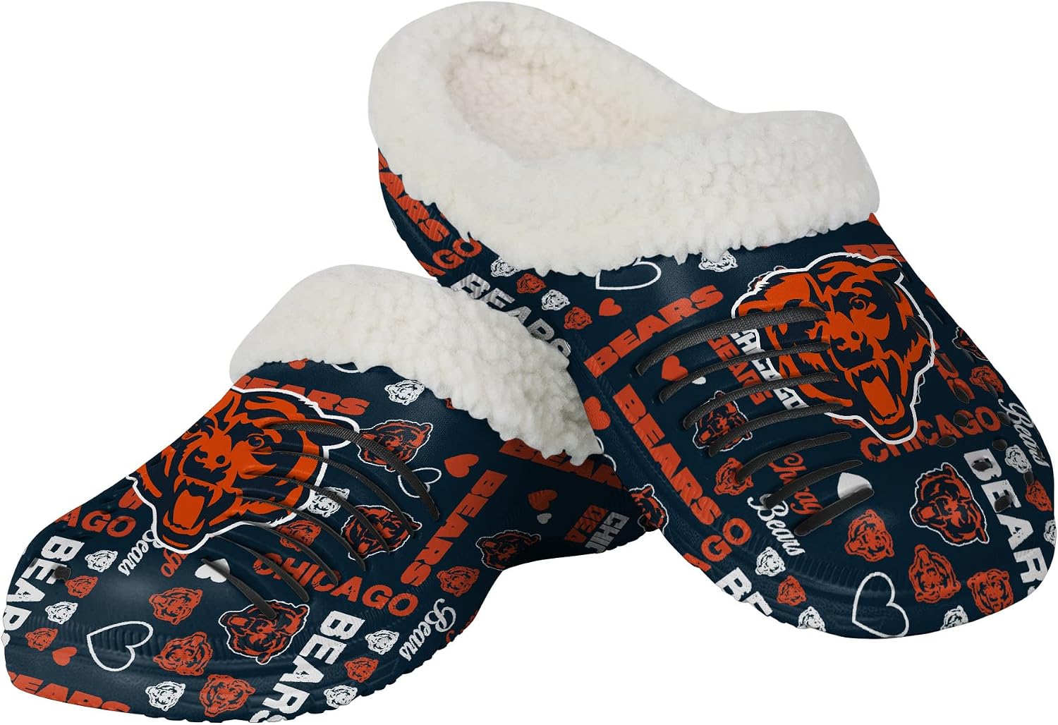 FOCO Women's NFL Team Logo Ladies Sherpa Lined Logo Love Shoe Clogs