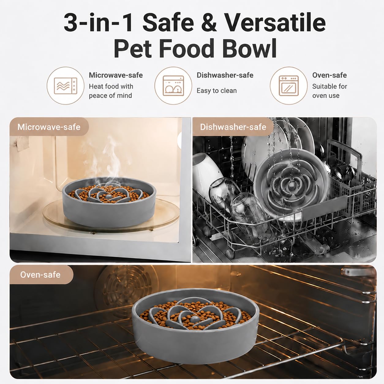 Petygooing Cuenco de cerámica para perros de 8.66 pulgadas, comedero lento para perros medianos y grandes, plato de agua elevado/elevado, de alimentación lenta para perros, pesado, cuenco para comer