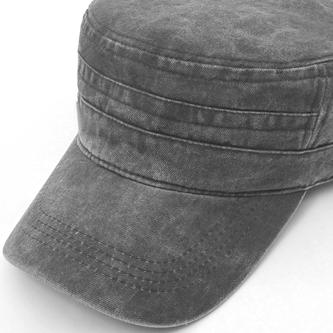 Cadet Army Cap Washed Military Army Hat Vintage Flat Top Hat for Women Men