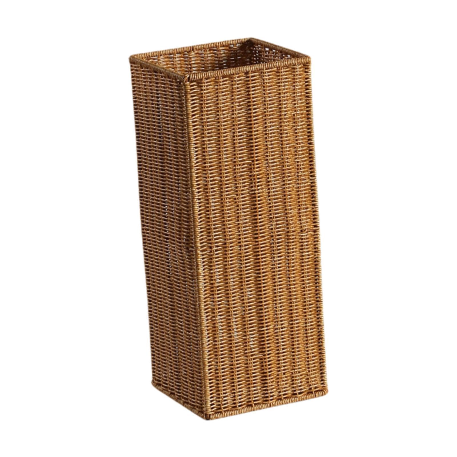 Wszechstronny rustykalny rattanowy kosz na pranie 49 x 20 x 20 cm – stylowe rozwiązanie do przechowywania brudnych ubrań, wystrój domu, prezent na parapetówkę, oszczędzający miejsce design