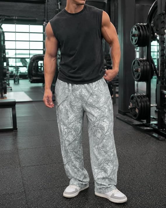Men's Camo Sweatpants Loose Fit Quick-Dry Joggers with Pockets