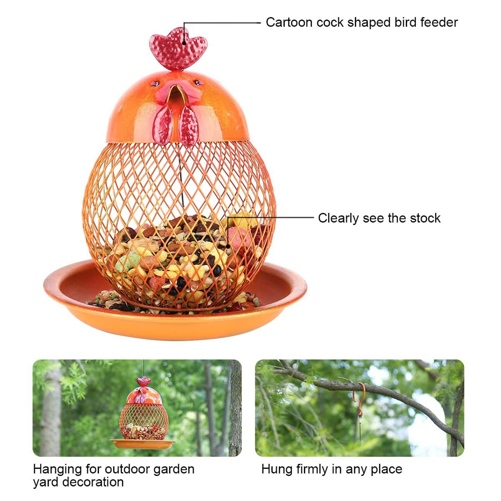 Comederos para Pajaros Silvestres Jardin Ventana Comedero Pajaros Silvestres Wildlife con Ventosa Comedero de Pajaros para Ventana,Gold