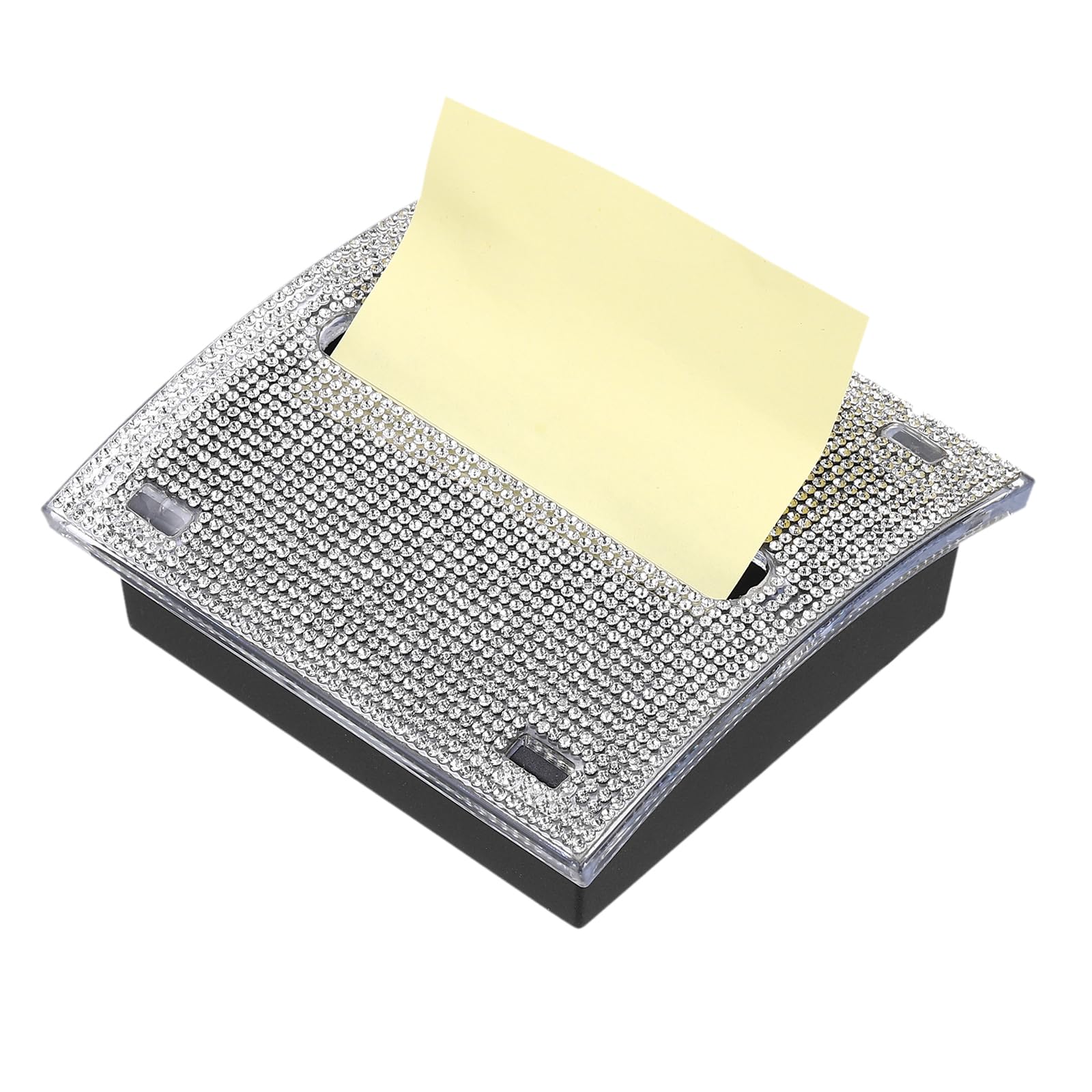PATIKIL Stick Note Pad Holders, 4 x 4 Inches Rhinestone Sticky Note Dispenser Memo Pad Holder Office Desk Organizer Supplies for Office Home Desk Organization, Silver