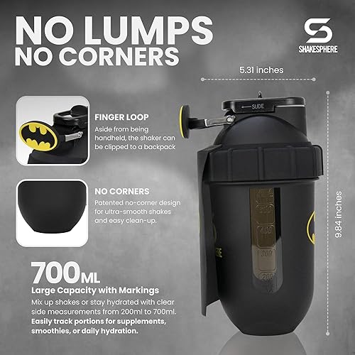 Miniatura 4 de SHAKESPHERE Vaso Tritan Shaker de 23.7 fl oz  Edición Limitada Batman  Diseño de cápsula, sin BPA, tapa deslizante de acero, caja de coleccionista