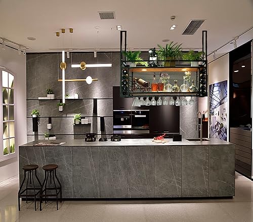 Miniatura 2 de Soporte para copas de vino soporte para botellas de vino montado en la pared estantes colgantes para copas de vino soporte colgante de 2 capas