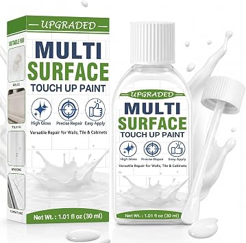 White Touch Up Paint Pen, White Paint for Wall, High Gloss, 30ml, Water-Based Acrylic, Multi Surface Scratch Repair, Enamel paint for Walls, Doors, windows, cabinets, wood, furniture, Appliance