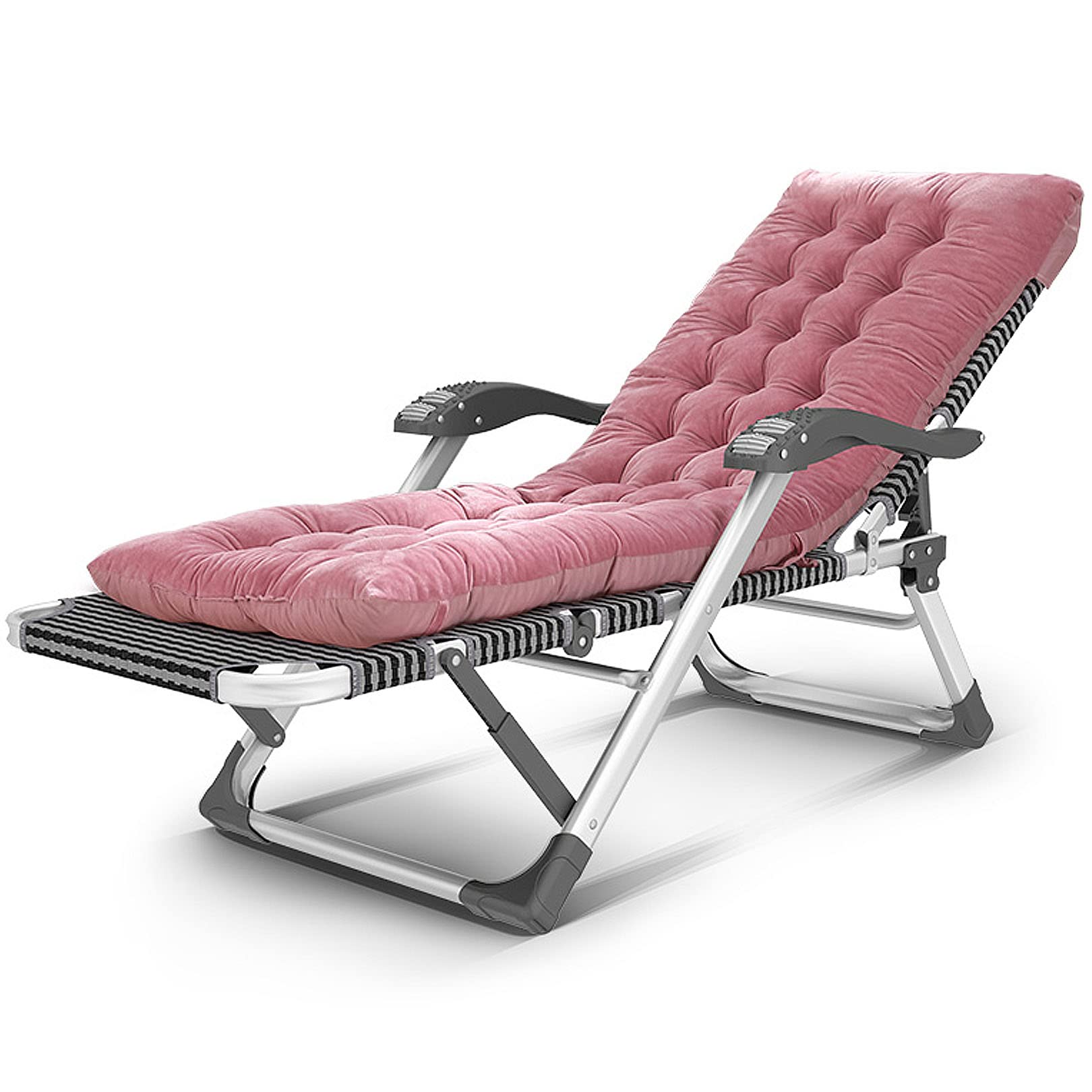 WOTZOV Folding Sun Loungers Adjustable Recliners Patio Chairs Outdoor Swimming Pool Relaxing Chair 52Cm Wide With Cotton Pad