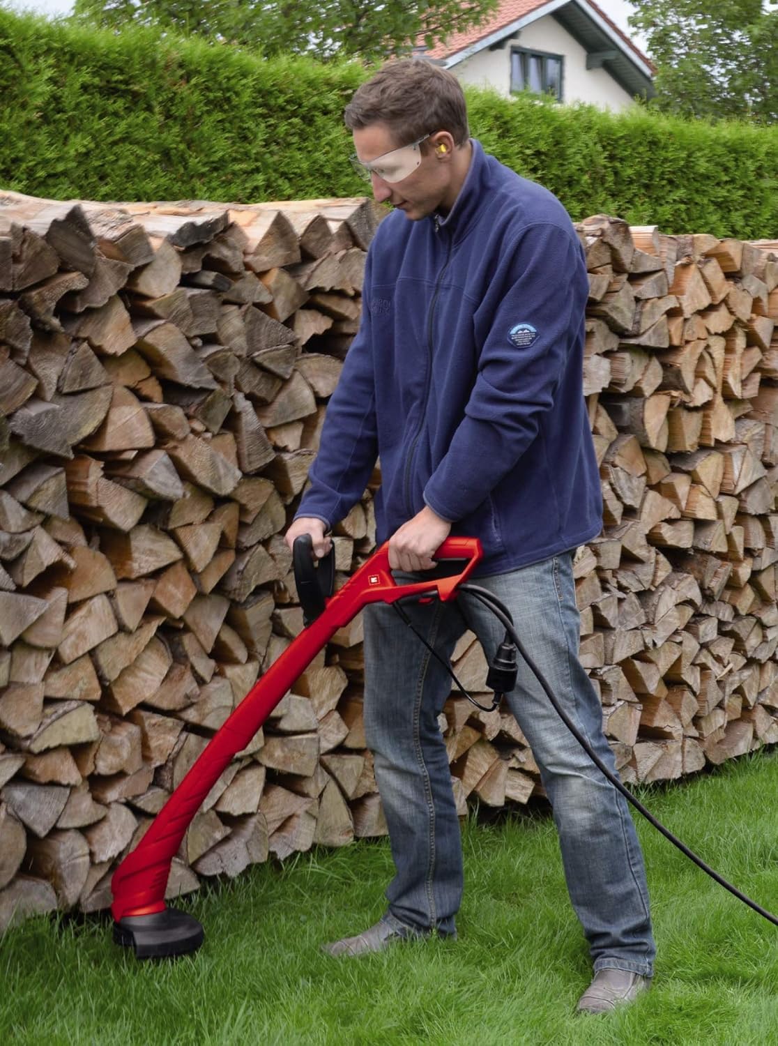 Coupe-Bordures électrique Einhell GC-ET 3023 | 300 W | Largeur de coupe de 23 cm | 11 000 tr/min | Fil simple | Système de réglage automatique par simple pression