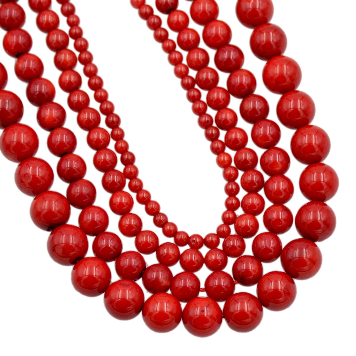 AD Beads Natural Gemstone Round Loose Beads 15" for Bracelet Necklace Earrings Jwelery Making Crafts DIY (4mm, Red Coral)