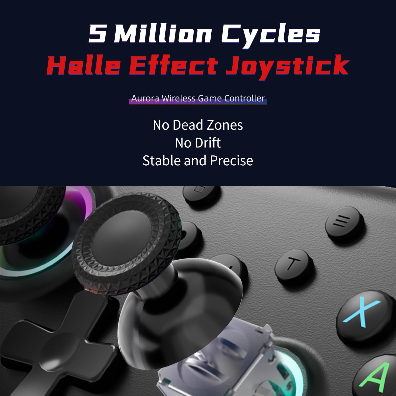 AceGamer Aurora 2.4G Wireless Controller per PC Windows/Switch 2/Switch/Steam/iOS/Android, Gamepad per PC con joystick ad effetto Hall, pulsante posteriore programmabile, attuatore lineare risonante