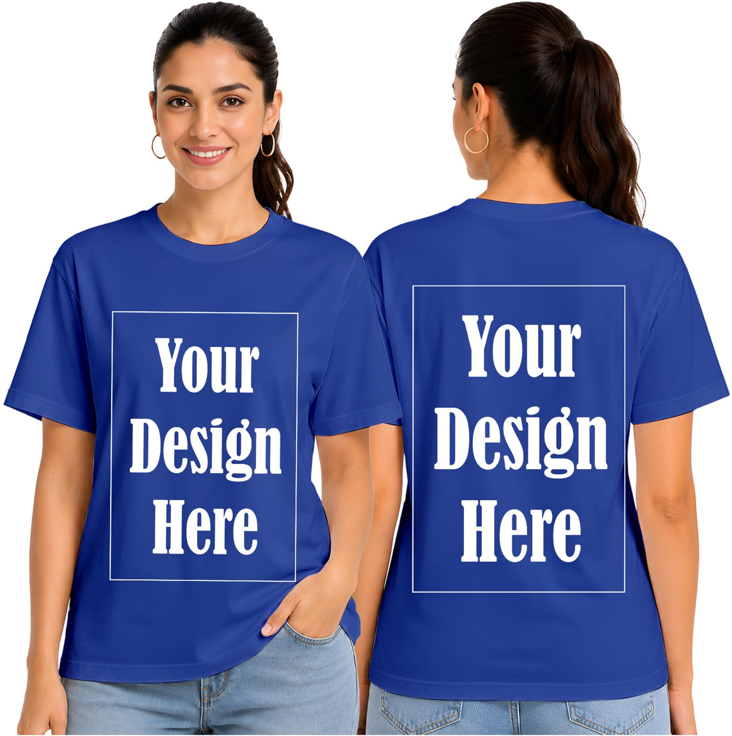 amazon brand - anarva ANARVA Women's Custom Regular Fit T Shirt, Add Your Name, Photo, Logo, Text or Design, 100% Cotton-picture-12