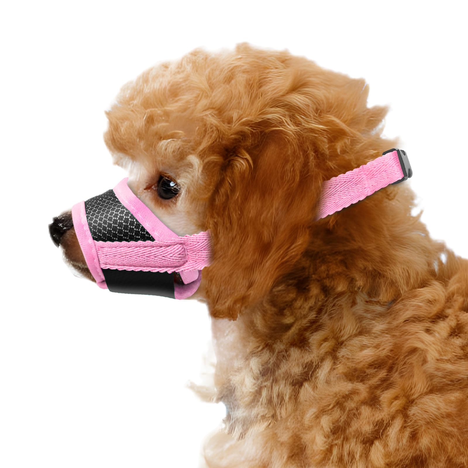Bozal para perros pequeños, bozal para cachorros para evitar mordeduras, ladridos y heridas, bozal de nailon suave para perros, bozal ajustable de malla transpirable para perros pequeños que permite