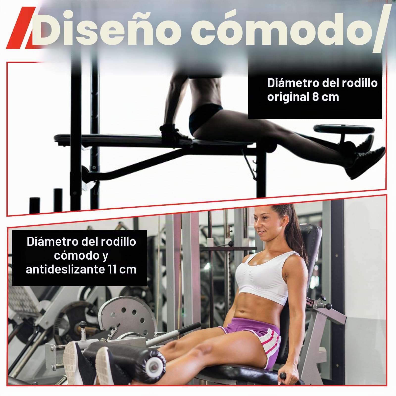 Máquina de extensión de piernas, máquina de curvatura de piernas, ajustable, accesorio de máquina de prensa de piernas sentada, 8 posiciones ajustables con placa cargada para gimnasio en casa