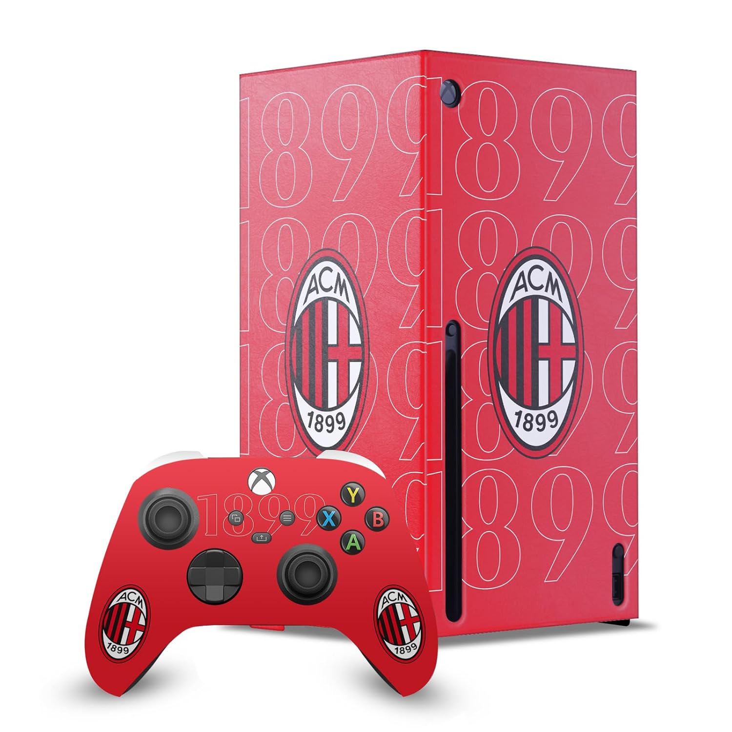 Head Case Designs Officially Licensed AC Milan 1899 Black Logo Art Game Console Wrap and Game Controller Skin Bundle Compatible With Xbox Series X