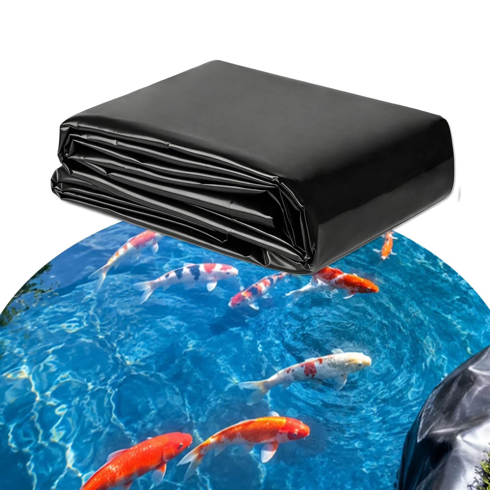 Teichfolie – Outdoor-Gartenteichfolie – für Koi-Teiche, Wasser, Garten, Aquakultur, Schwimmbad, schwarz, Faltbare HDPE-Teichfolienmatte, einfaches Schneiden(4x5m)