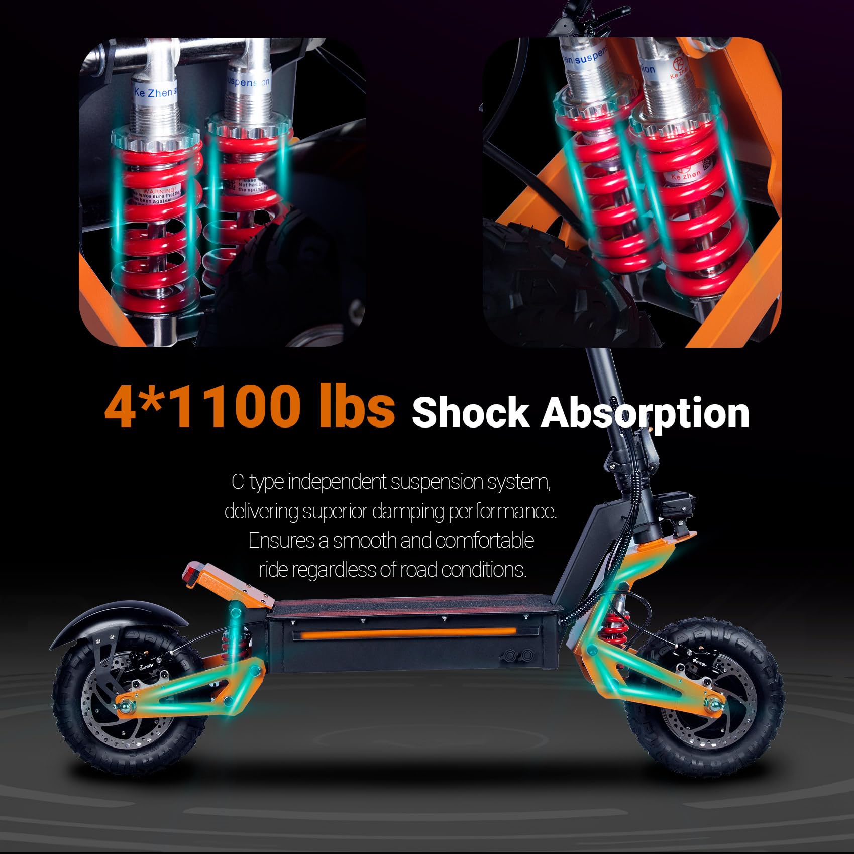 HWH Monopattino Elettrico Fuoristrada Adulto Potente Senza Patente E Scooter Adulti Pieghevole 11 Pollici Doppio Motore Batteria agli ioni di litio 60V40AH Autonomia 100KM