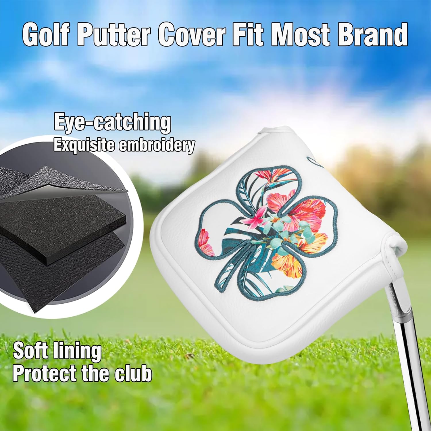 Golf Putter Covers Mallet Putter Headcover Blade Putter Cover Golf Putter Head Covers with Magnetic Closure Golf Headcovers for Most Brand