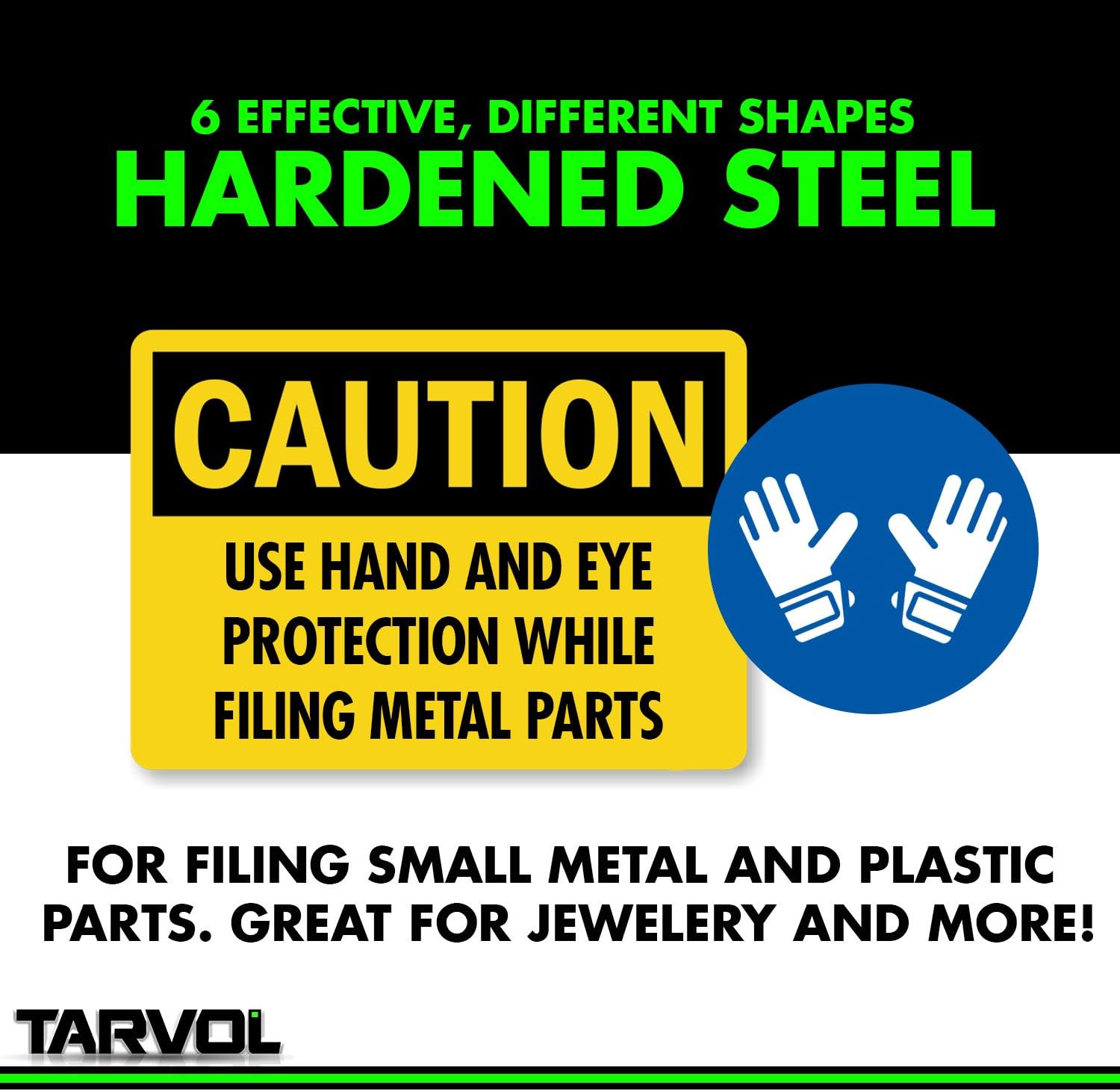Needle File Set Hardened Alloy Strength Steel - Mini Needle File Set Includes Flat, Flat Warding, Square, Triangular, Round, and Half-Round File.
