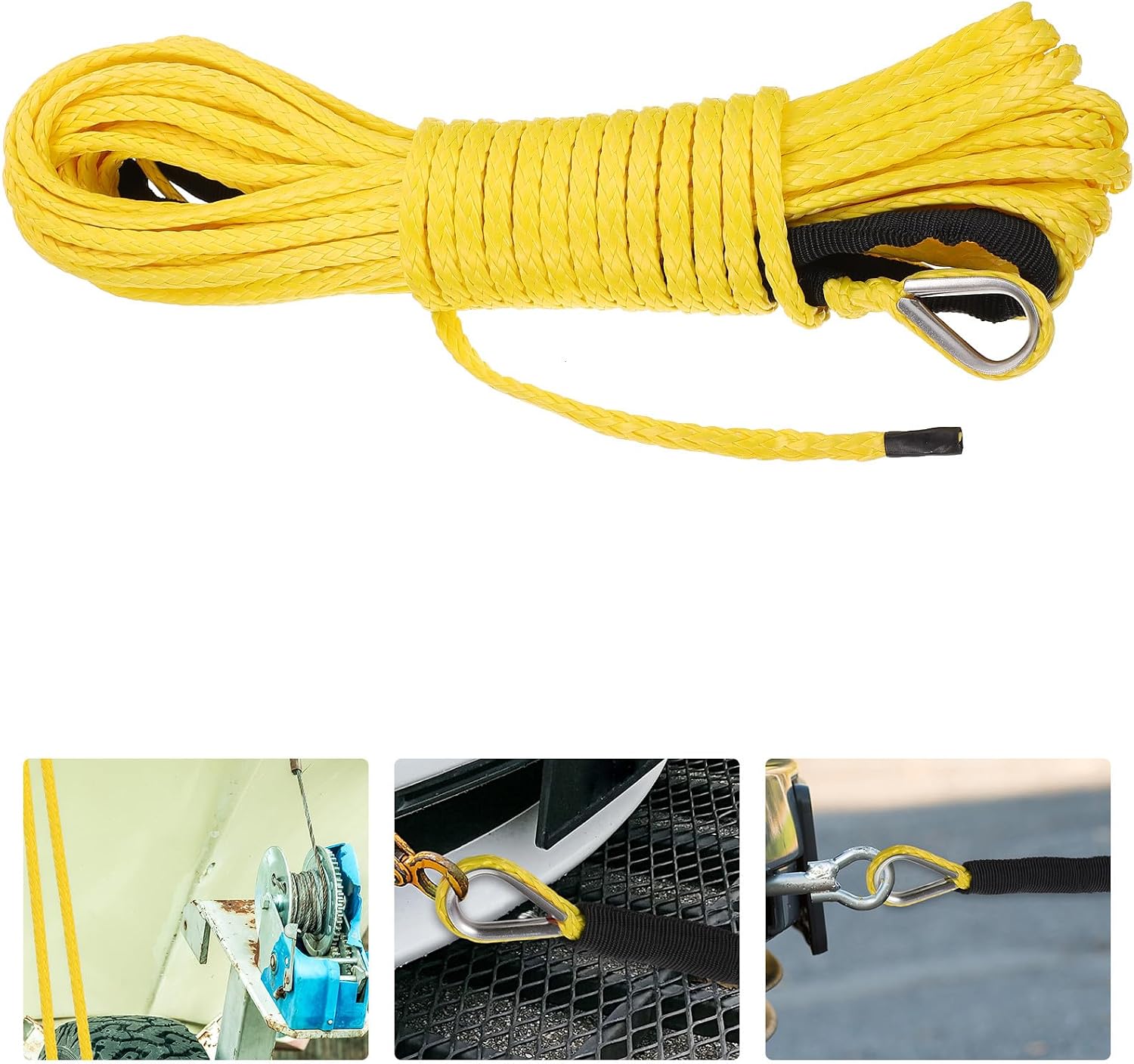 Yellow Nylon Car Tow Rope with Stainless Steel, Truck Rope