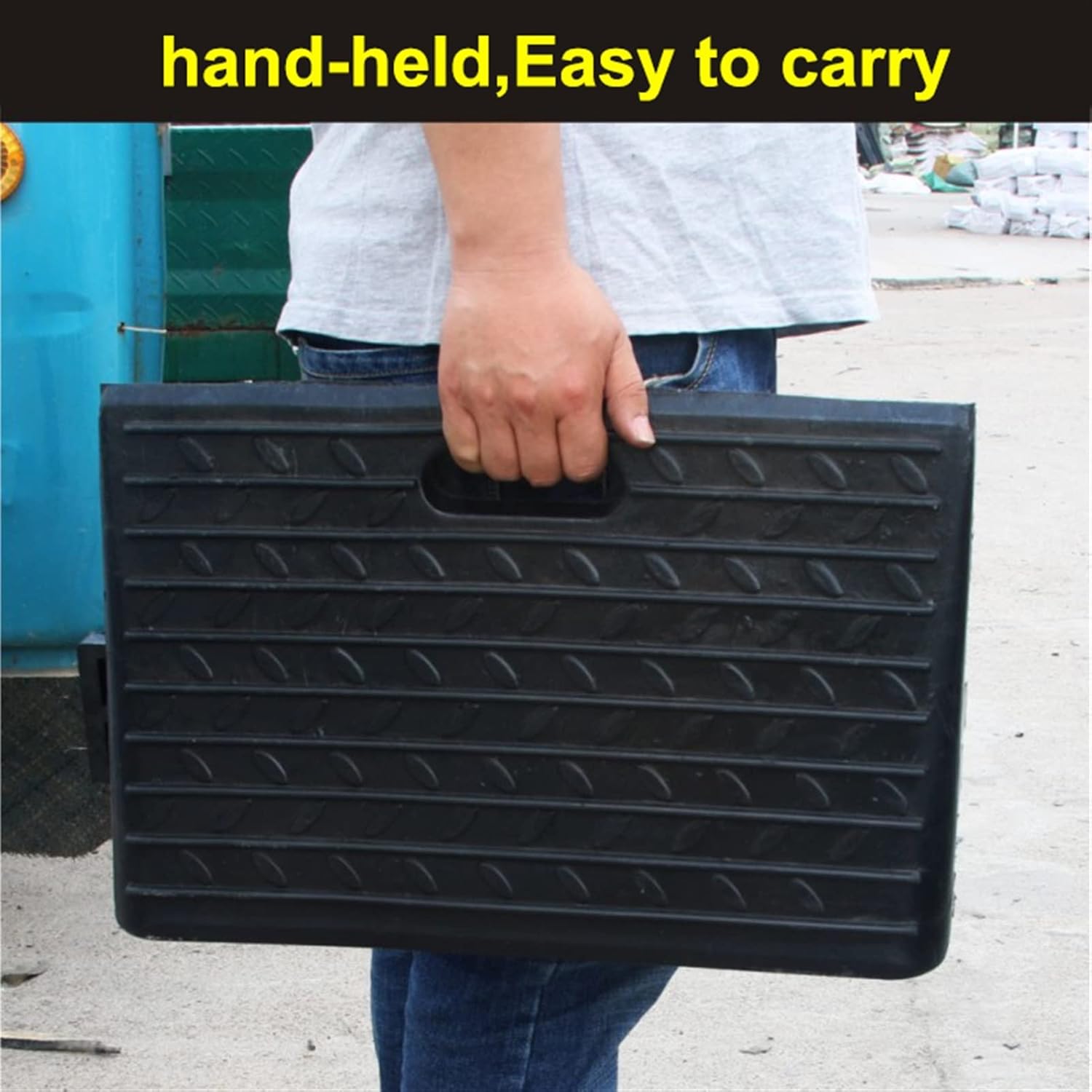 Portable Lightweight Curb Ramp Driveway,Kerb Ramps,Resistant and Convenient,for Driveway Sidewalk Wheelchair Car Truck Motorcycle (Color : 1pcs, Battery *1 : 50 * 25 * 11cm)