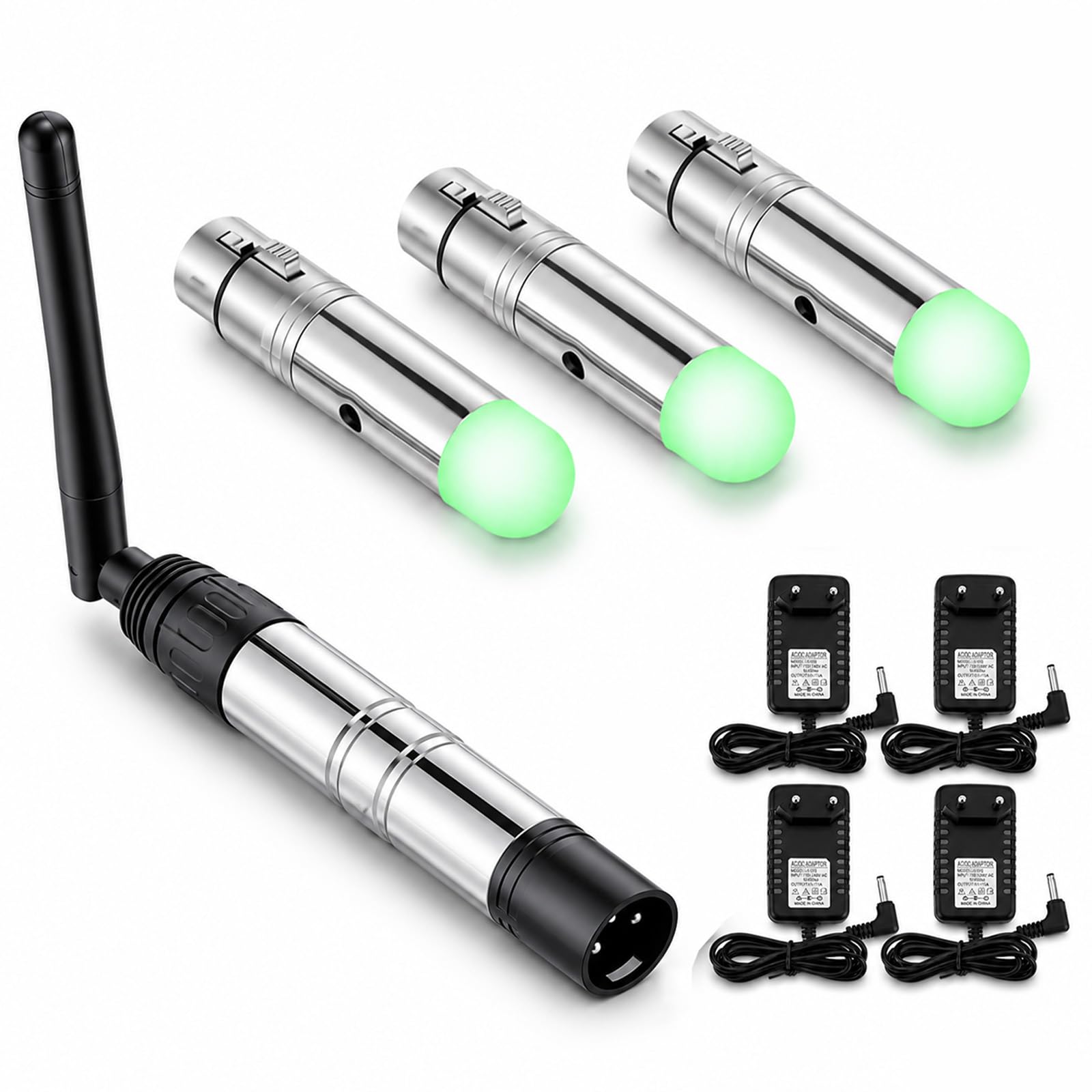 4Pcs Controlador DMX Inalámbrico, Transmisor/Recibidor Inalámbrico DMX512 LED, Controlador de Iluminación LED con Controlador DMX para Barras de luz de Escenario Luz de Cabeza Móvil
