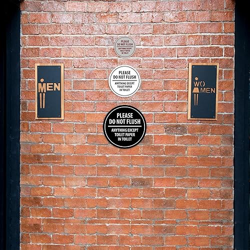 Miniatura 4 de Signs ByLITA Circle Please Do Not Flush Anything Except - Letrero de pared o puerta de papel higiénico - Cinta adhesiva de espuma de doble cara