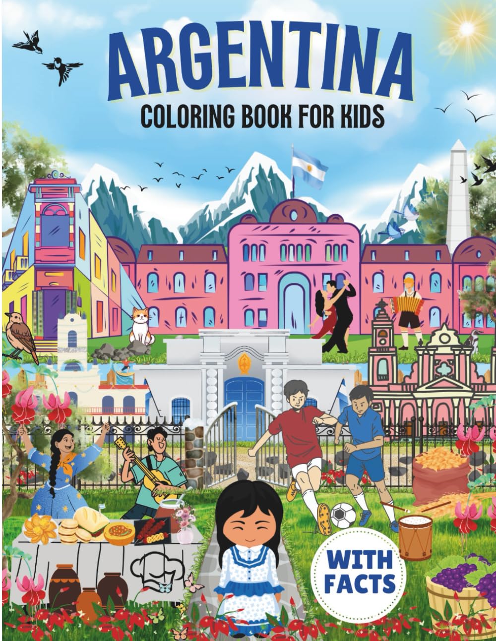 Argentina Coloring Book for kids with facts