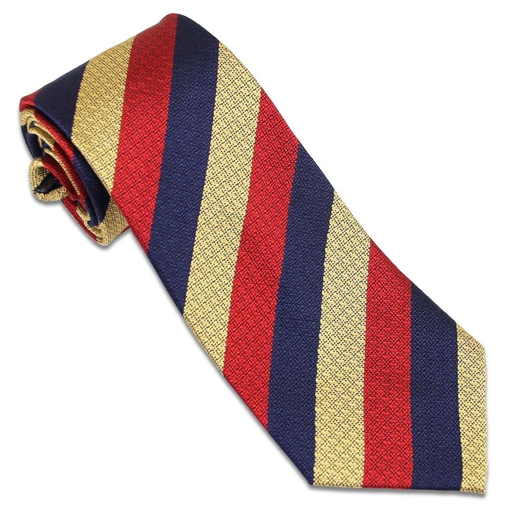 The Regimental Shop Men's Navy Blue/Red/Buff The Light Dragoons Silk Non Crease Regital Tie