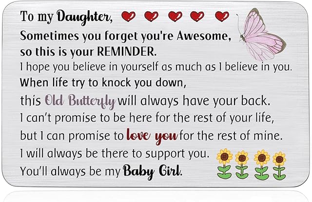 Wallet Insert Card Birthday Greeting Cards Daughter Inspirational Graduation Gift Personalized Encouragement Engraved Pocket Card Go to University Love Reminder Christmas Keepsake Sunflower Present