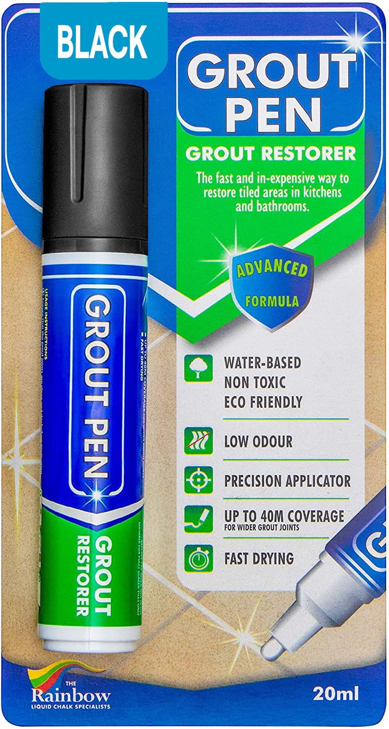 Large Grout Pen Black - Revives & Restores Stained Tile Grout Leaving a Clean Fresh Look