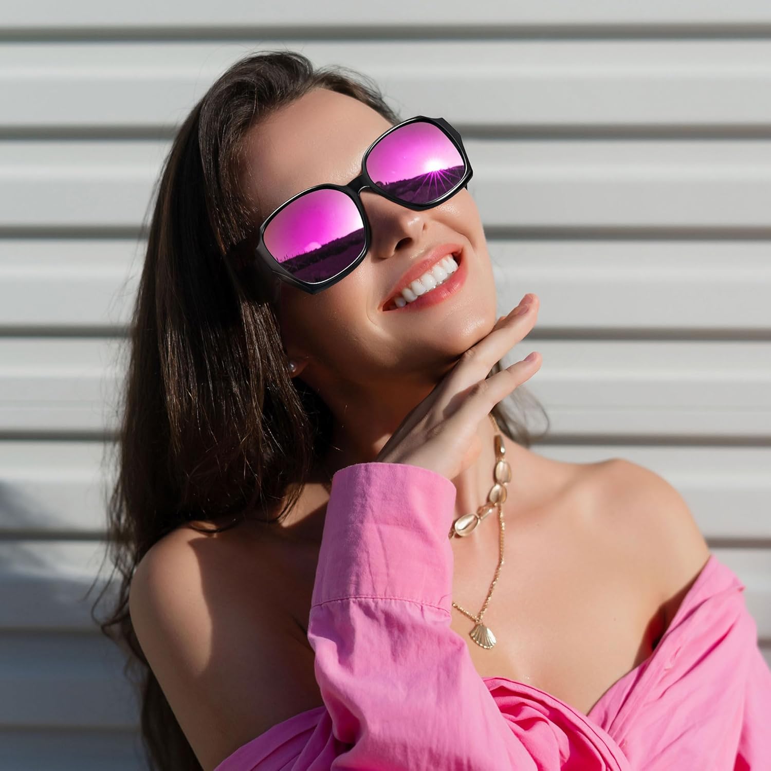 URUMQI Polarized Sunglasses Fit Over Glasses for Women, UV400 Protection Square Shades Extra Large Sun Glasses - Image 2