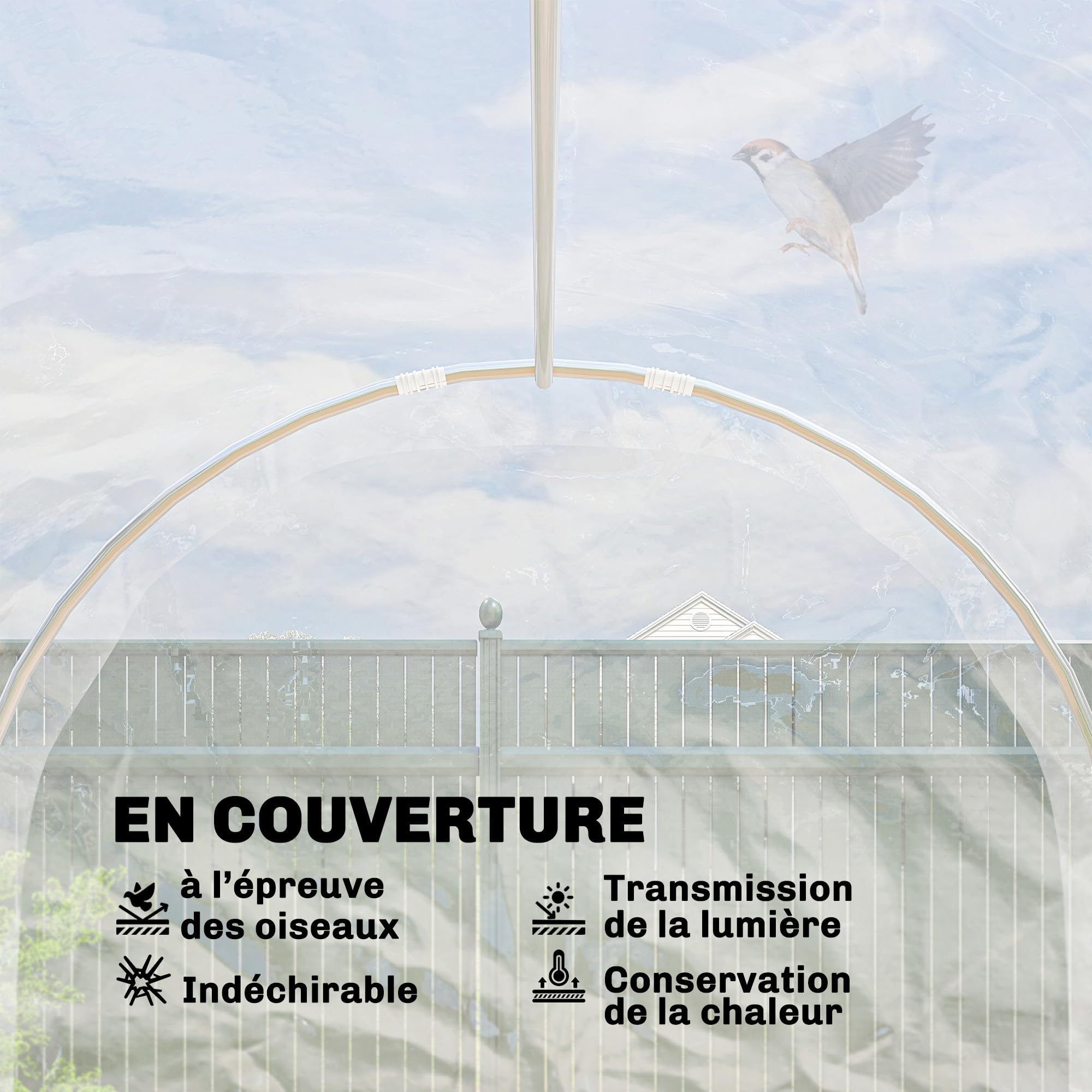 Outsunny Túnel Invernadero de jardín 3x2x2m 6m² con Puerta abisagrada