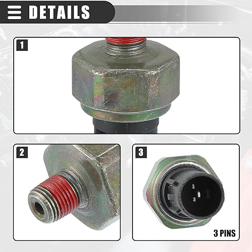 Miniatura 5 de Motoforti Sensor de presión de aceite de motor, para Hyundai Accent 2012-2019, metal plástico, No.9475037000, negro