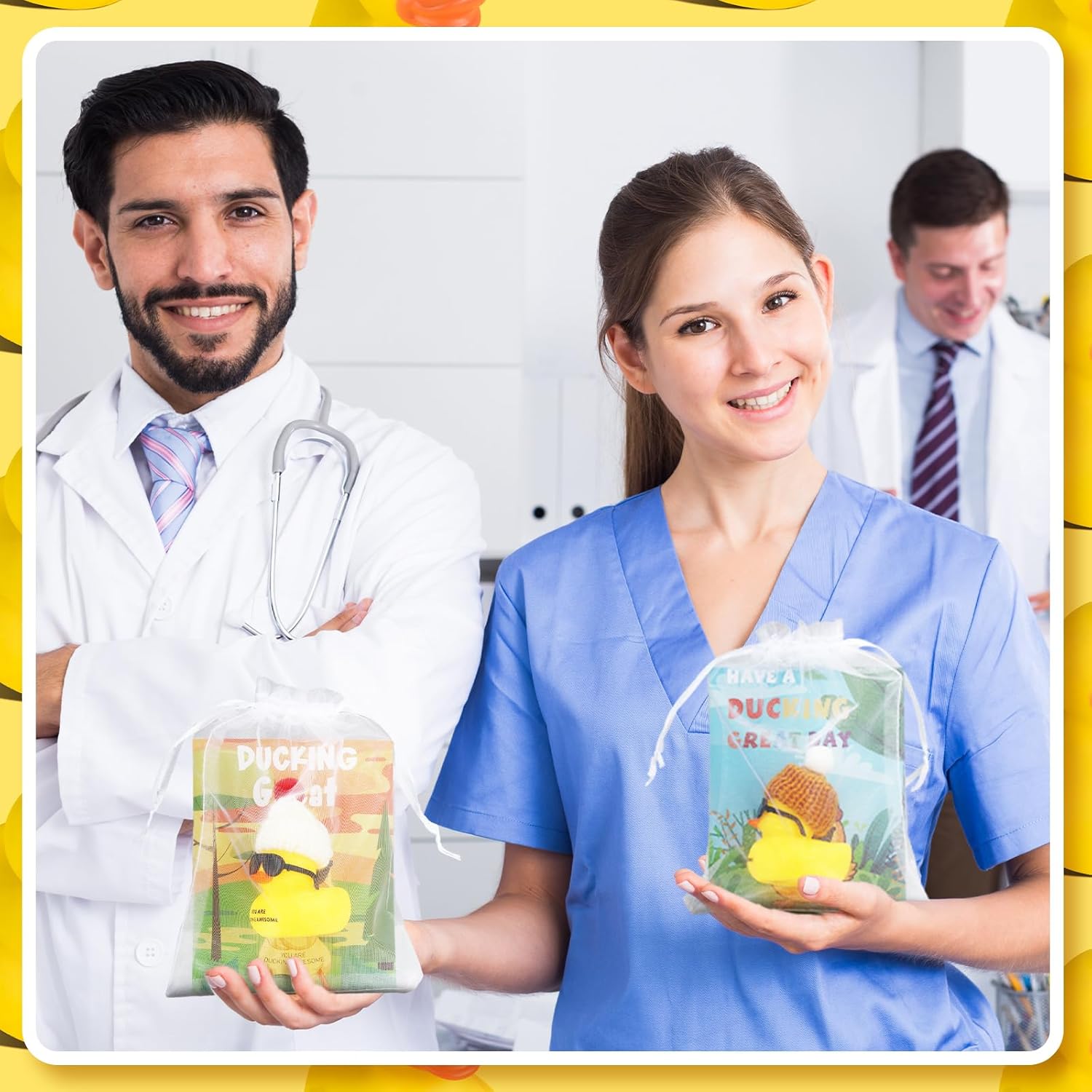 Wettarn 32 Sets Employee Appreciation Gift Bulk Mini Thank You Motivational Gifts You Are Awesome Bath Toys Cheer up with Glasses, Hats, Card and Organza Bag for Staff Team Coworker