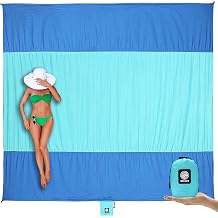 WEKAPO Beach Blanket Sandproof Waterproof, Extra Large Beach Mat, Oversized &amp; Compact Sand Free, Quick Drying Beach Essentials for Vacation, Cruise, Picnic &amp; Camping with Stakes