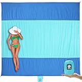 WEKAPO Beach Blanket Sandproof Waterproof, Extra Large Beach Mat, Oversized & Compact Sand Free Mat Quick Drying, Lightweight & Durable with Stakes & Corner Pockets
