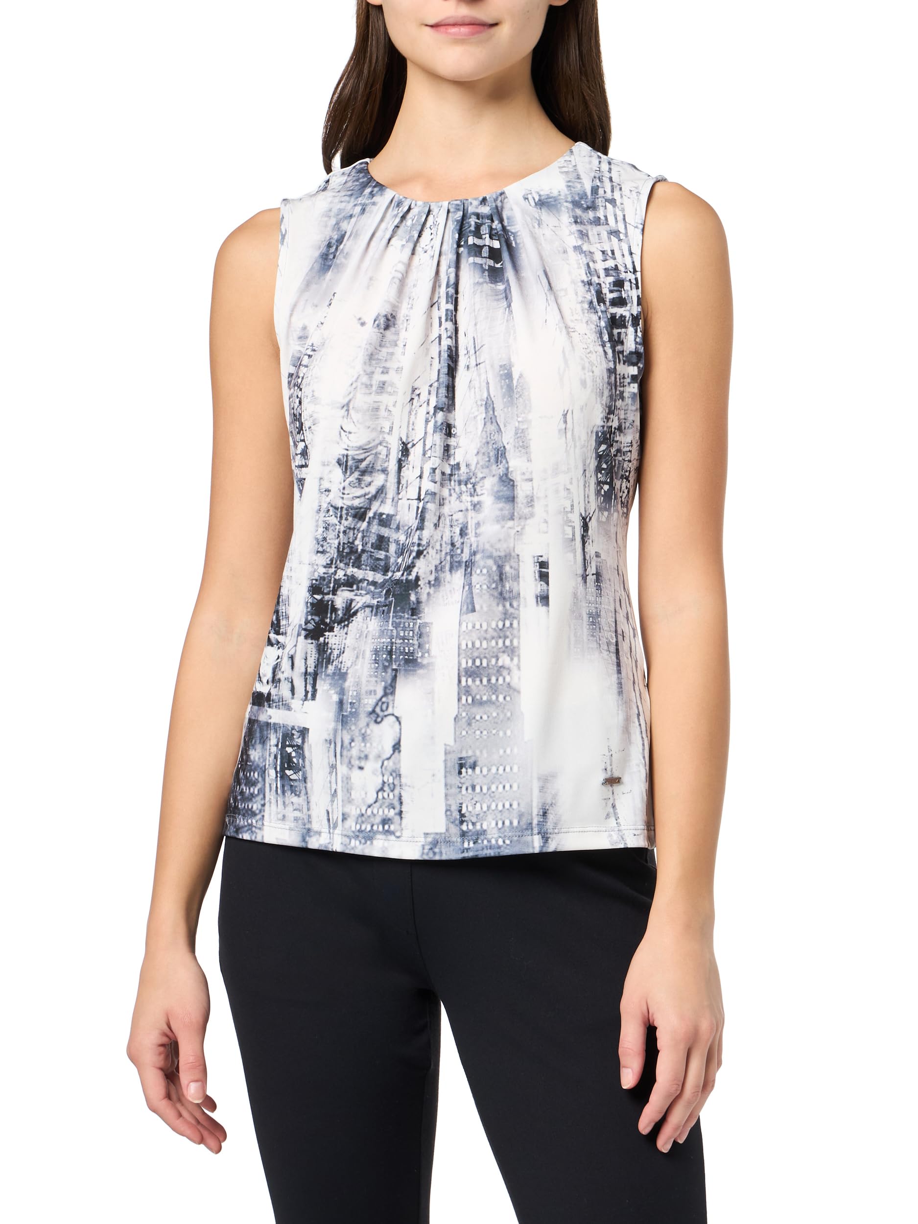 

                                                    DKNY Women's Blouse, Black/Stone Grey Multi, Small