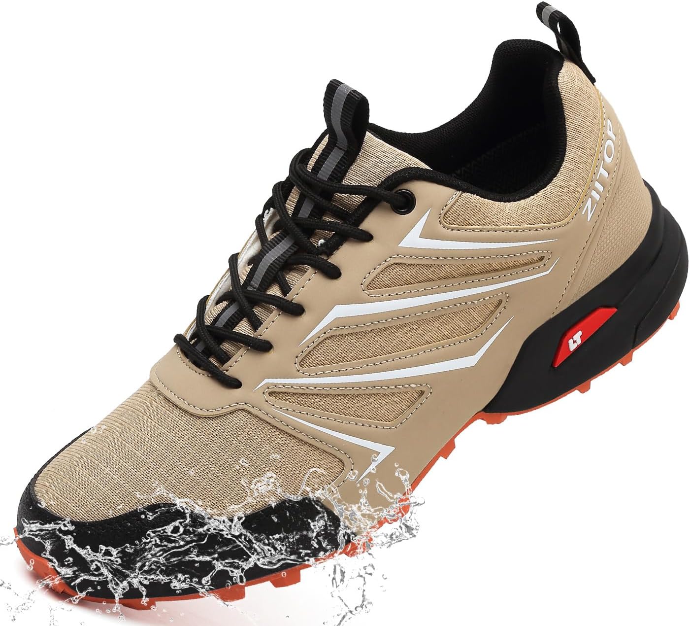 Mens Trail Running Shoes Waterproof Non-Slip Hiking Walking Sneakers for Outdoor Trailing Trekking Camping Quest Black