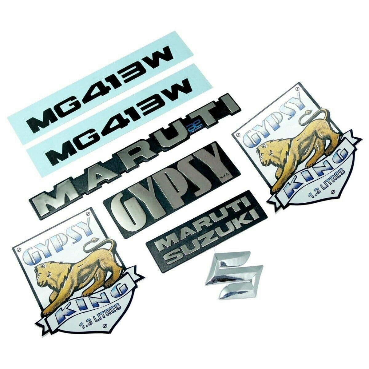 Maruti Gypsy King MG413W Emblem Decal Sticker Monogram Set