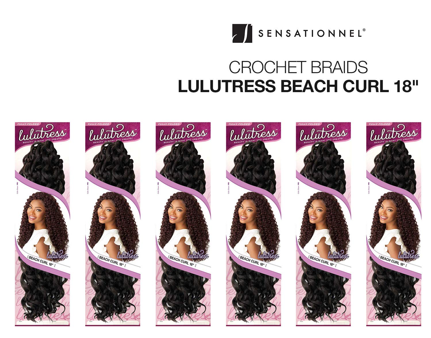 MULTI PACK DEALS! Sensationnel Synthetic Hair Crochet Braids Lulutress Beach Curl 18" (6-PACK, T1B/30)