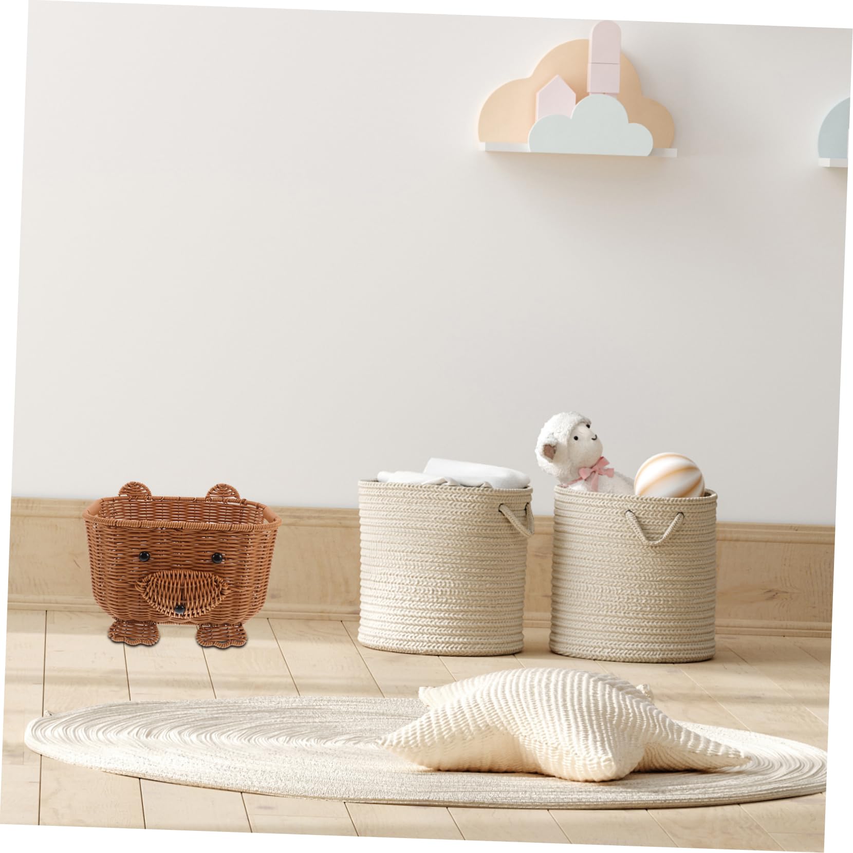 Didiseaon Cestino in Rattan Decorativo per Arredamento Domestico Cesto Portaoggetti Multifunzionale Resistente
