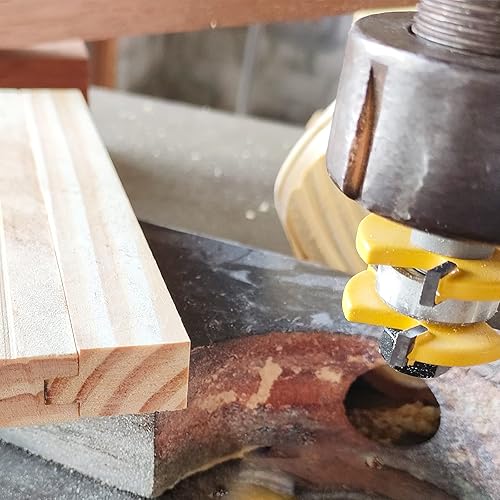 Miniatura 6 de NC NC - Juego de brocas para ranurar y lengua, 2 piezas de fresado de madera para carpintería (vástago de 14 pulgadas)