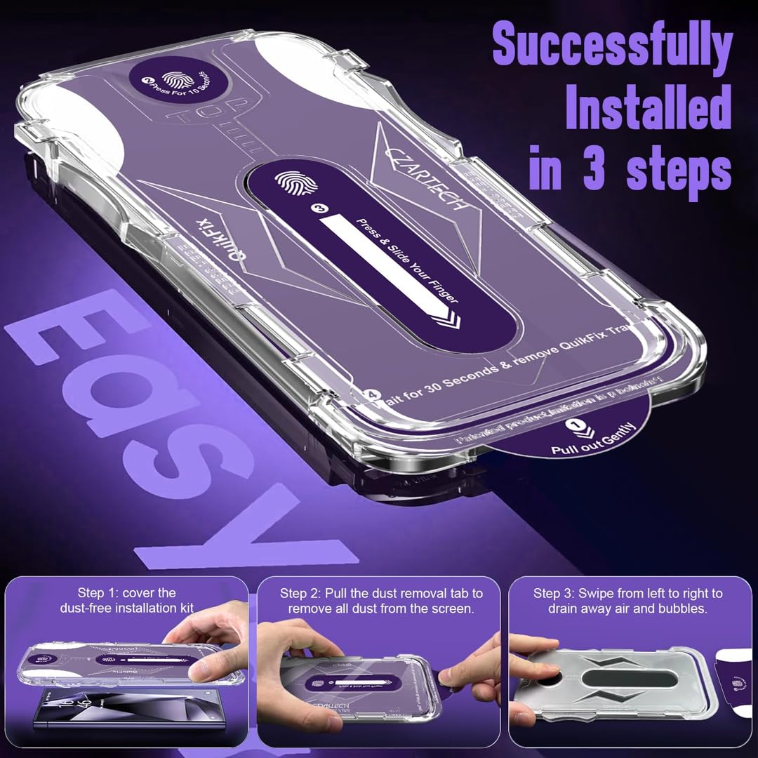CZARTECH [Auto Align] Tempered Glass For iPhone 17 Screen Protector Edge to Edge Full Protection HD glass with Quik Fix Application | Bubble & Dust Free | Scratch Resistant | Military Grade Protection. — Amazon image 4