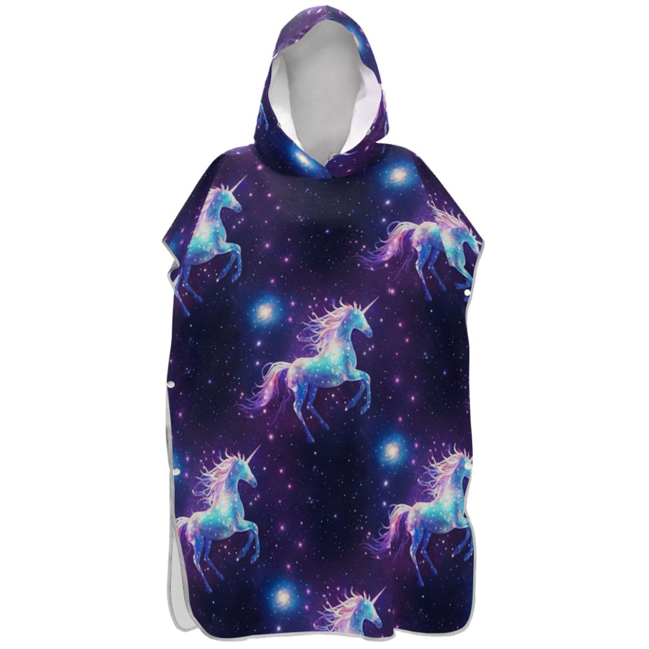 Poncho de surf licorne violet pour se changer sur la plage avec confort