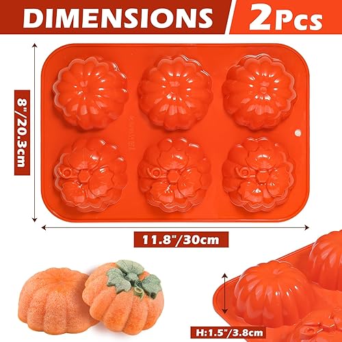 Miniatura 2 de Kamehame Molde para pastel de calabaza, 2 piezas de molde de calabaza rompible para chocolate, molde de silicona 3D para pastel de calabaza, moldes