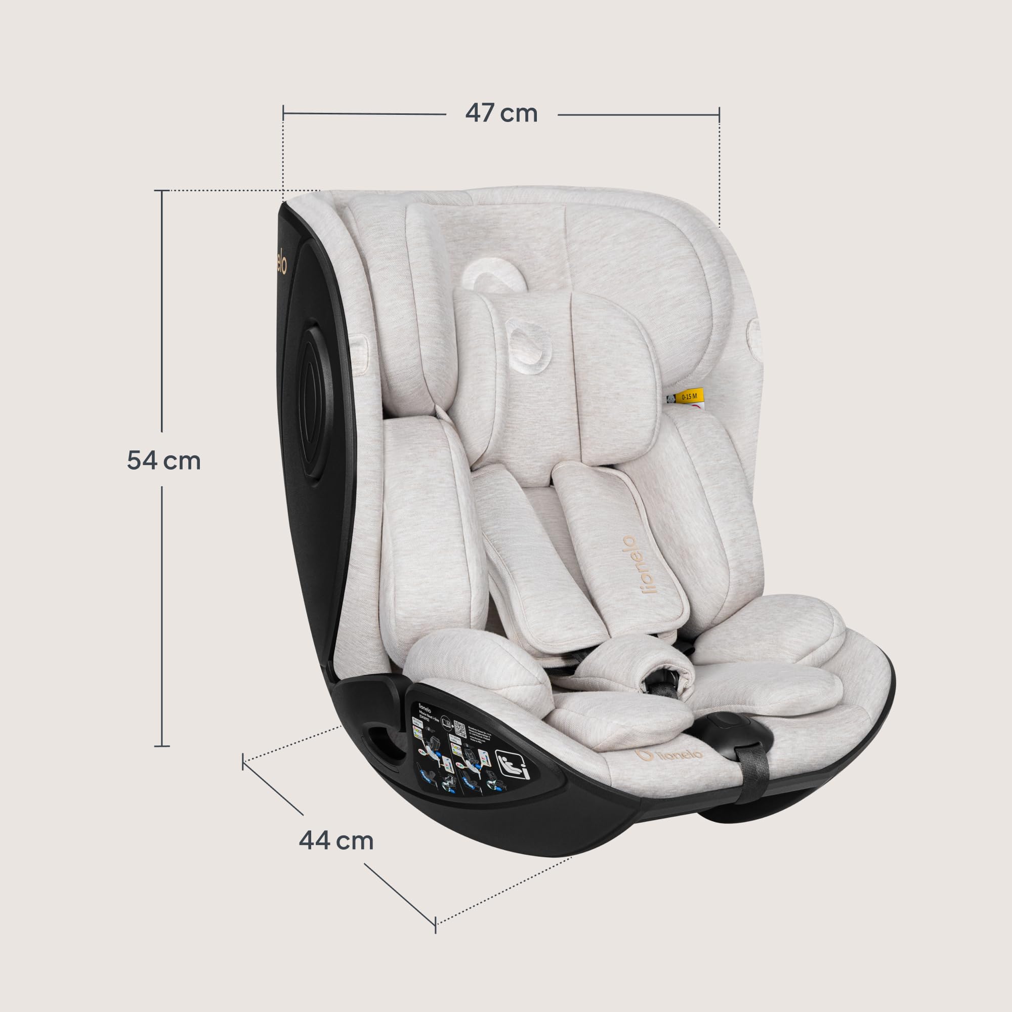 Lionelo Moxie Next i-Size Silla de Coche Para Niños Aprox. 0-4 Años (40-105 Cm), 0-18 Kg, Instalación Sobre Base Giratoria 360°, Protección Lateral SIP, Ajuste Del Reposacabezas Y De La Inclinación
